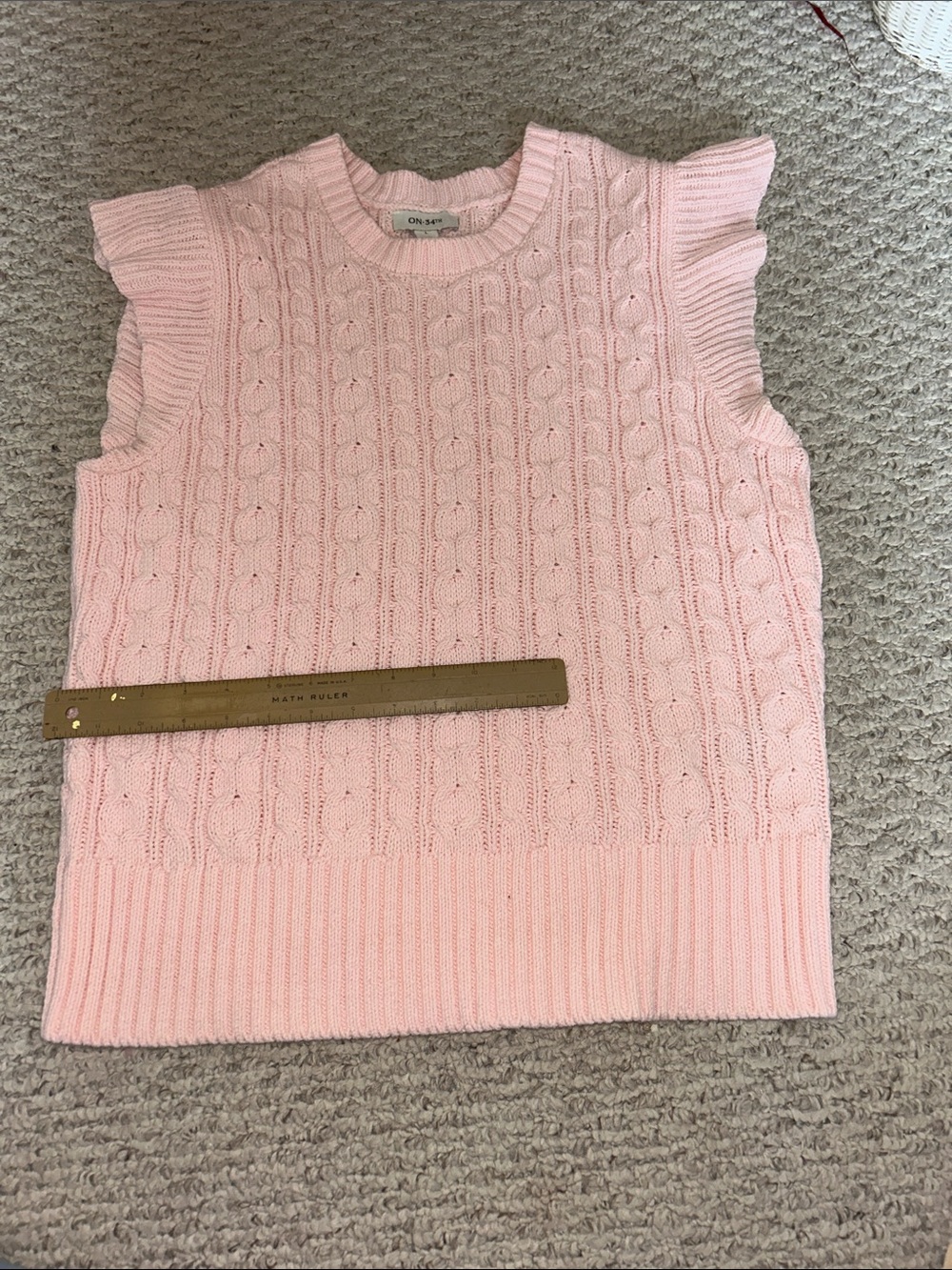 Sleeveless Cable Knit Crewneck Sweater - Light Pink - Picture 4 of 4